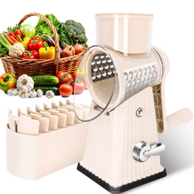 YHBRAK rotary cheese grater front view with off-white finish and modern style.