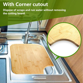 YHMYOALU RV bamboo cutting board close-up highlights natural bamboo material.