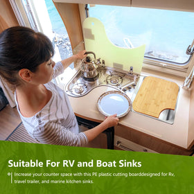 YHMYOALU board demonstrates fit for RV and boat sinks, expanding cooking space.