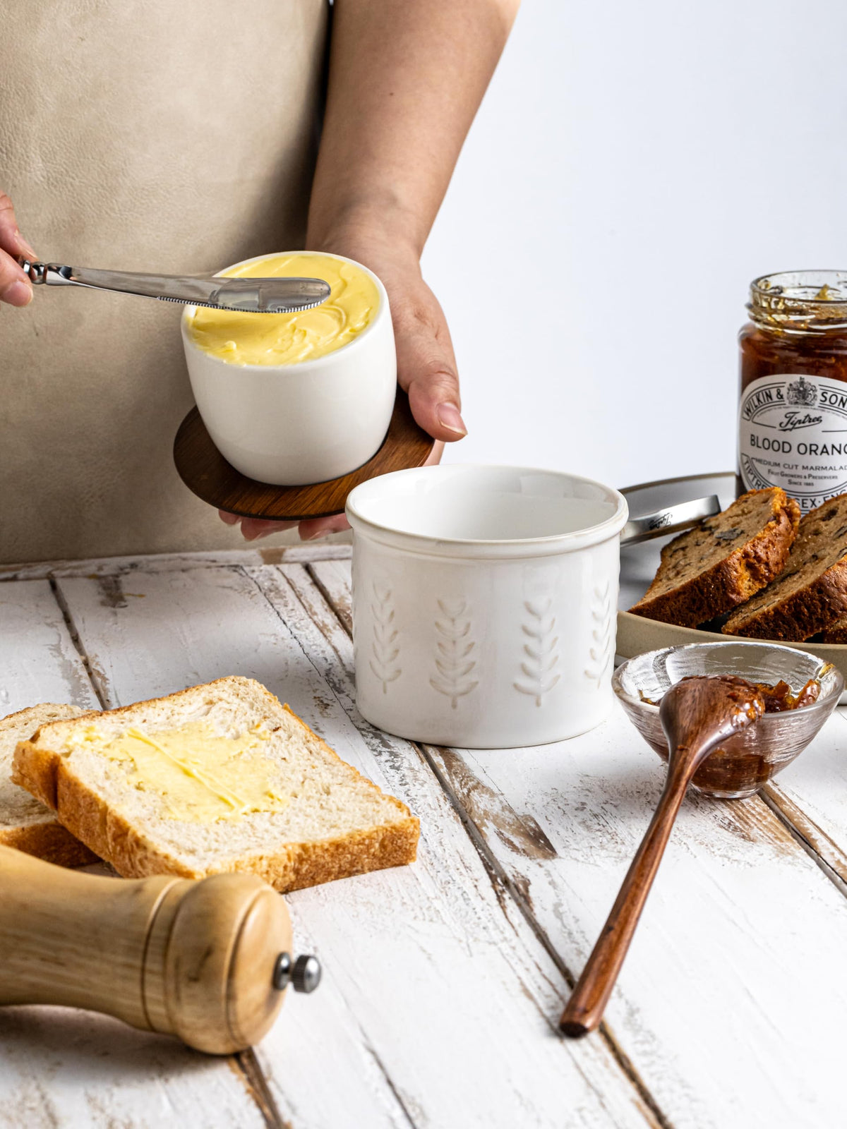 YHOJOY butter dish on breakfast tray enhances meal prep convenience