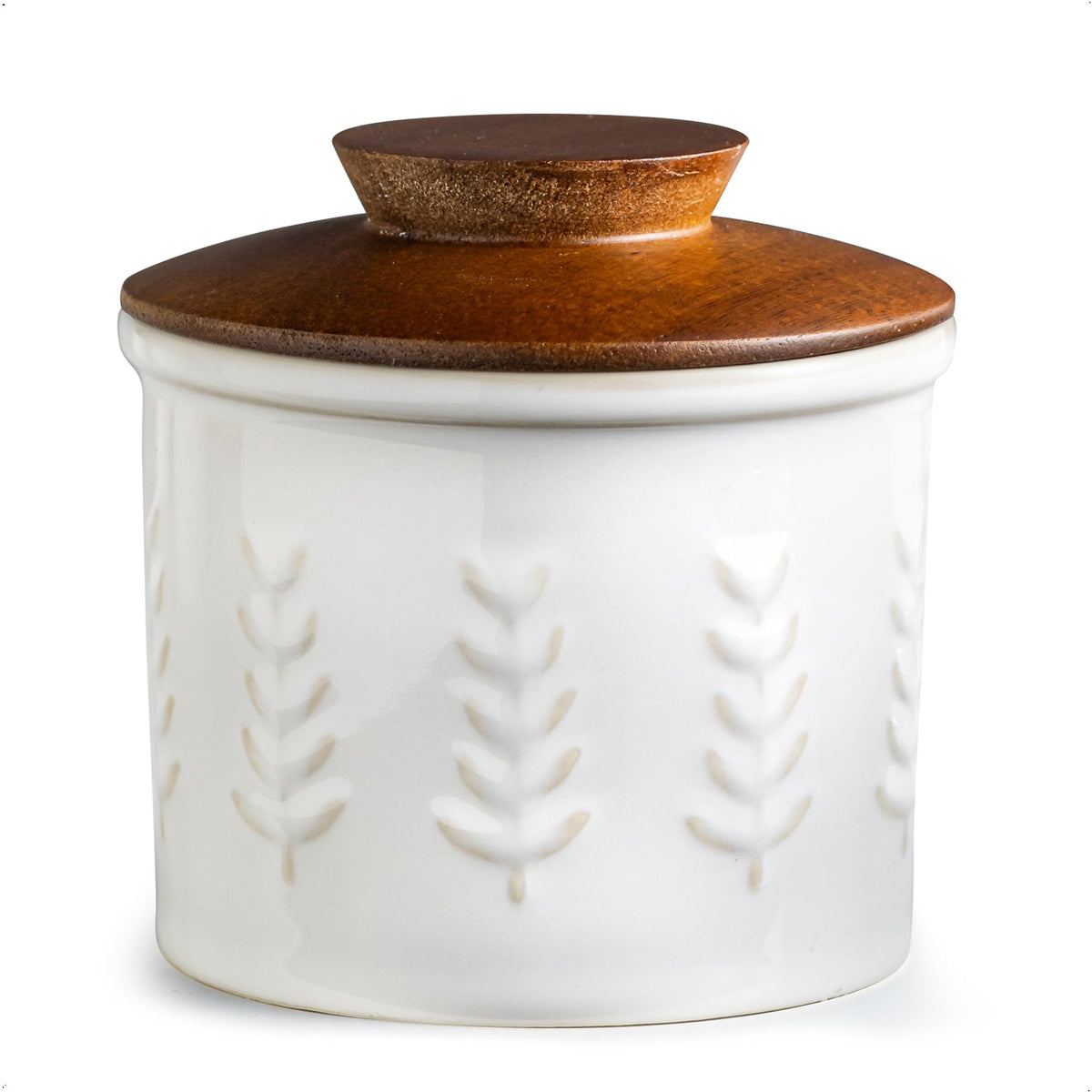 YHOJOY ceramic butter dish with lid on countertop keeps butter fresh at room temperature