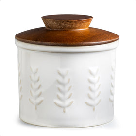 YHOJOY ceramic butter dish with lid on countertop keeps butter fresh at room temperature