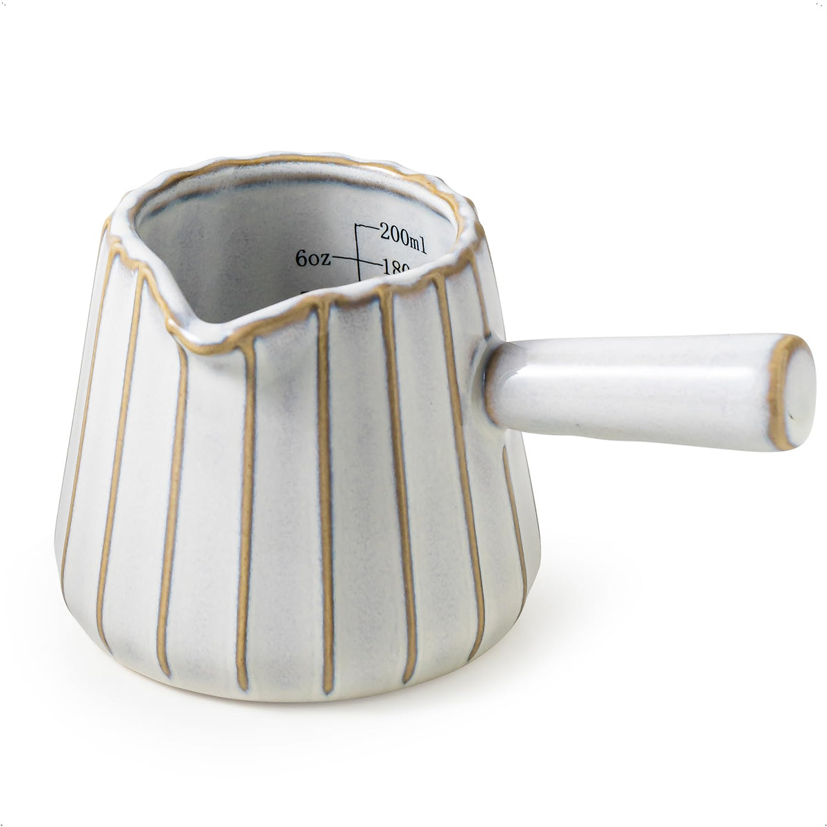 YHOJOY ceramic espresso cups with a sturdy handle for comfortable pouring and control