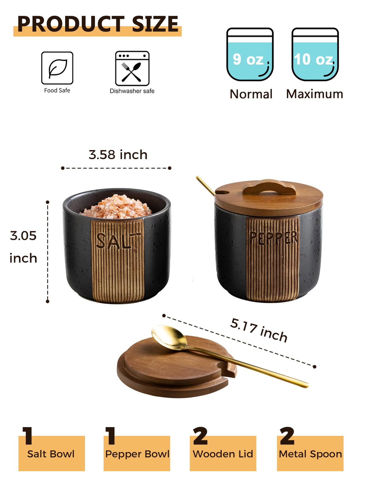 YHOJOY ceramic salt container on countertop adds rustic chic.