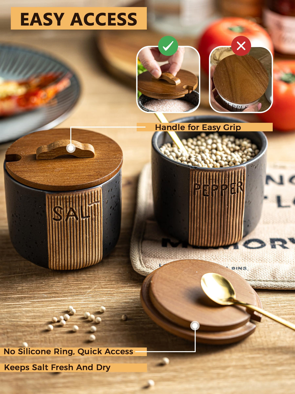 YHOJOY compact countertop storage keeps spices organized.