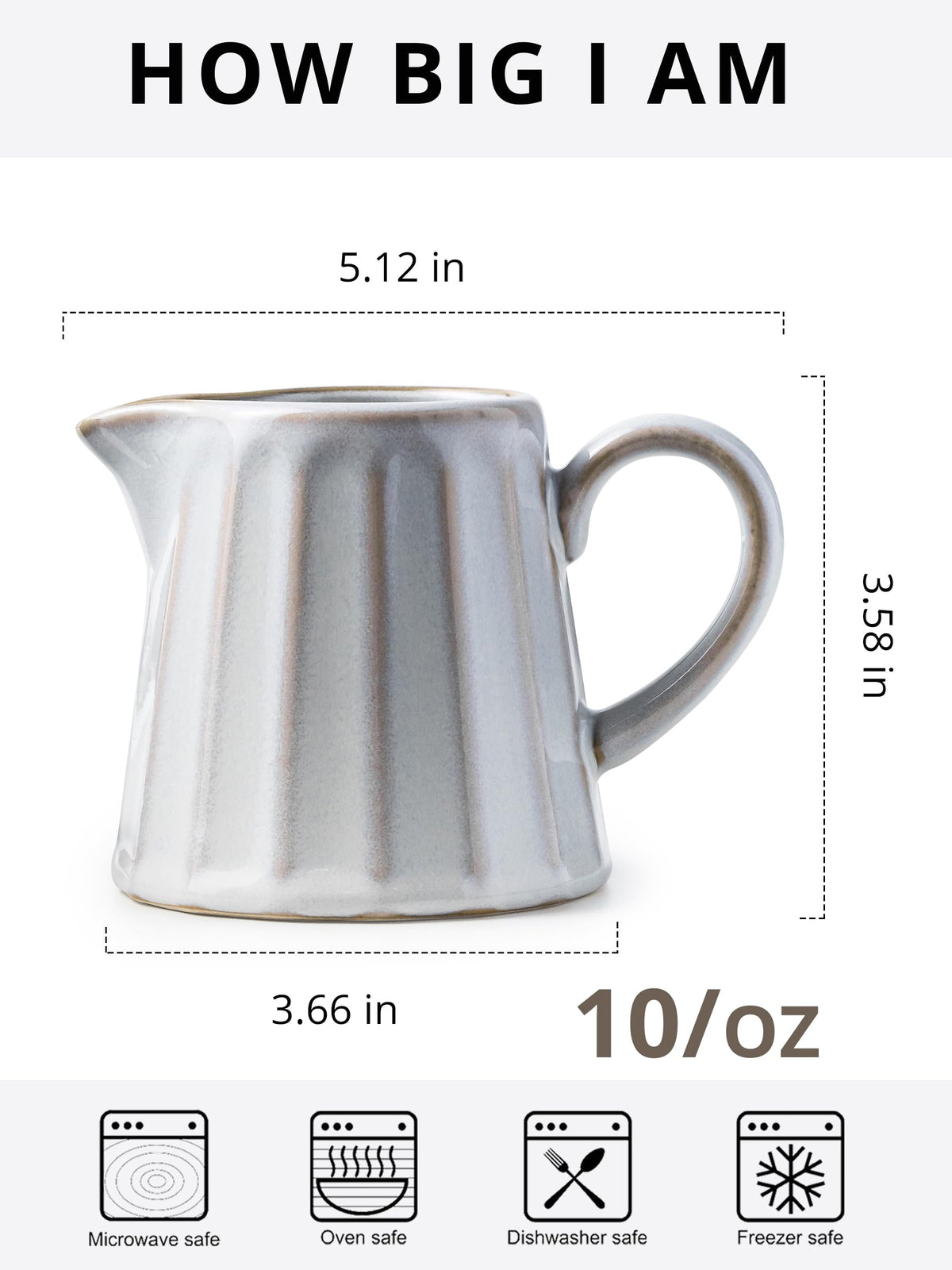 YHOJOY creamer pitcher with a comfortable handle for steady pouring.