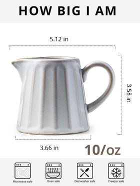 YHOJOY creamer pitcher with a comfortable handle for steady pouring.