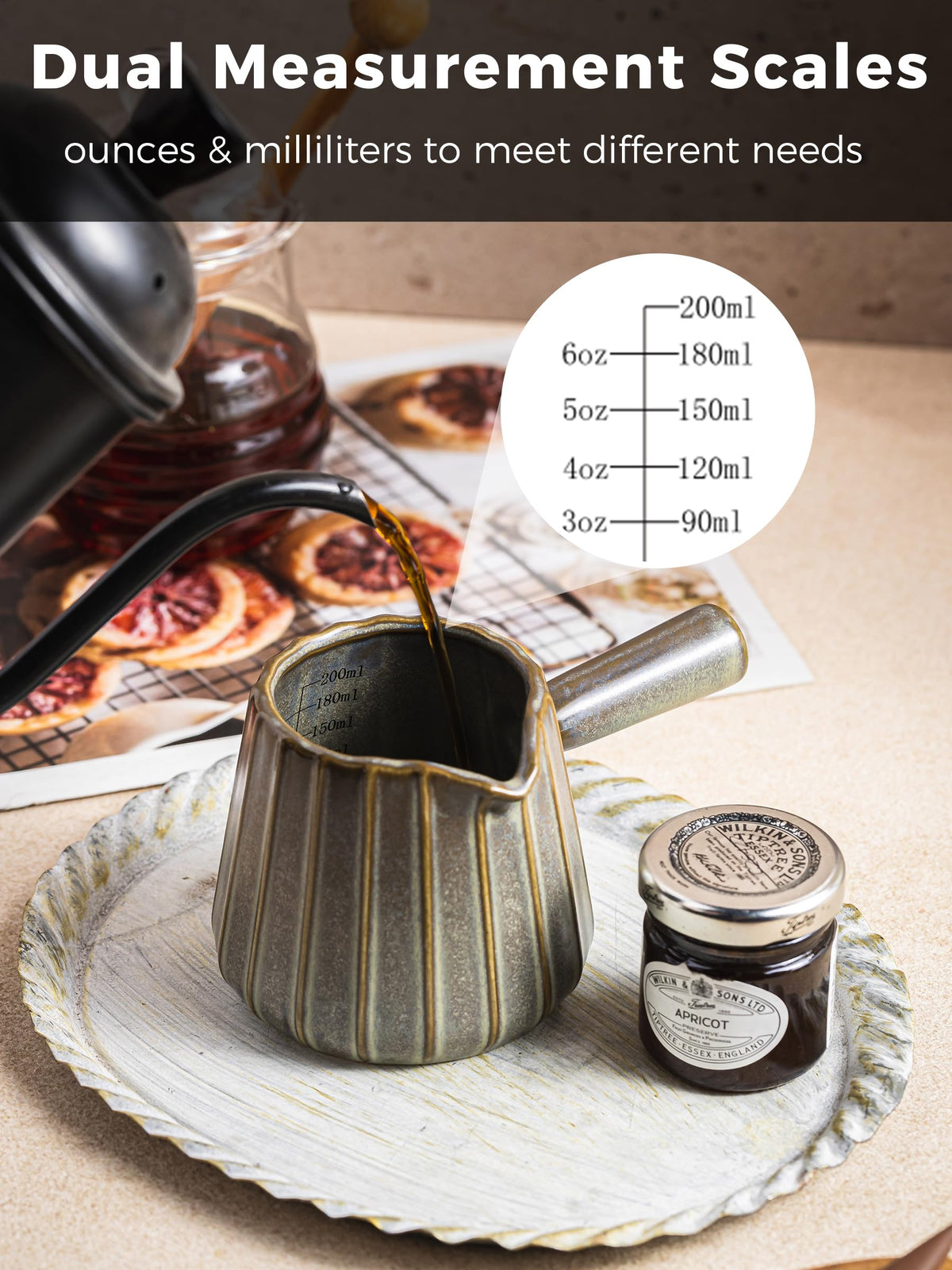 YHOJOY ceramic espresso cup showing measurement marks for accuracy
