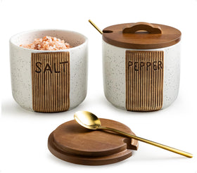 YHOJOY ceramic salt and pepper bowl for countertop seasoning convenience