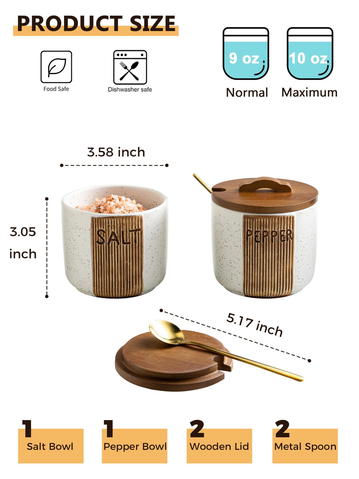 YHOJOY salt and pepper bowl with wood lid adds warmth to your kitchen