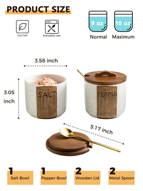 YHOJOY salt and pepper bowl with wood lid adds warmth to your kitchen