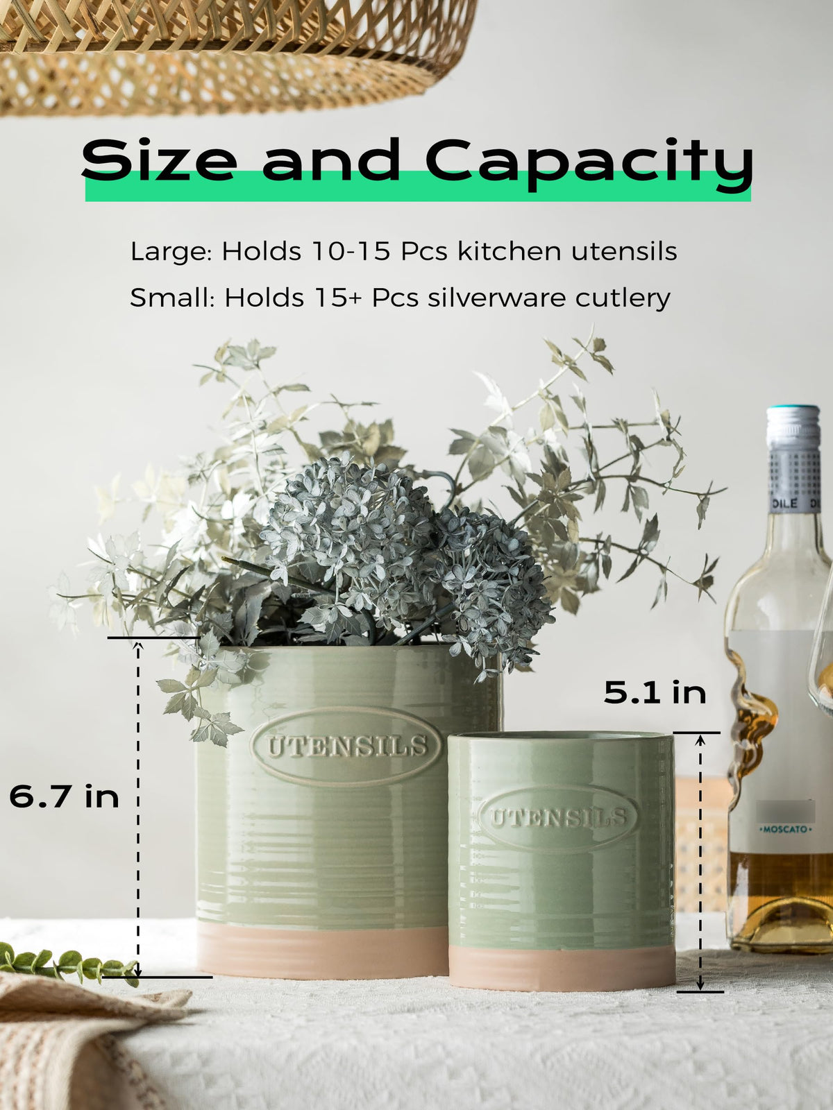 YHOSSEUN sage green glaze adds cozy farmhouse style.