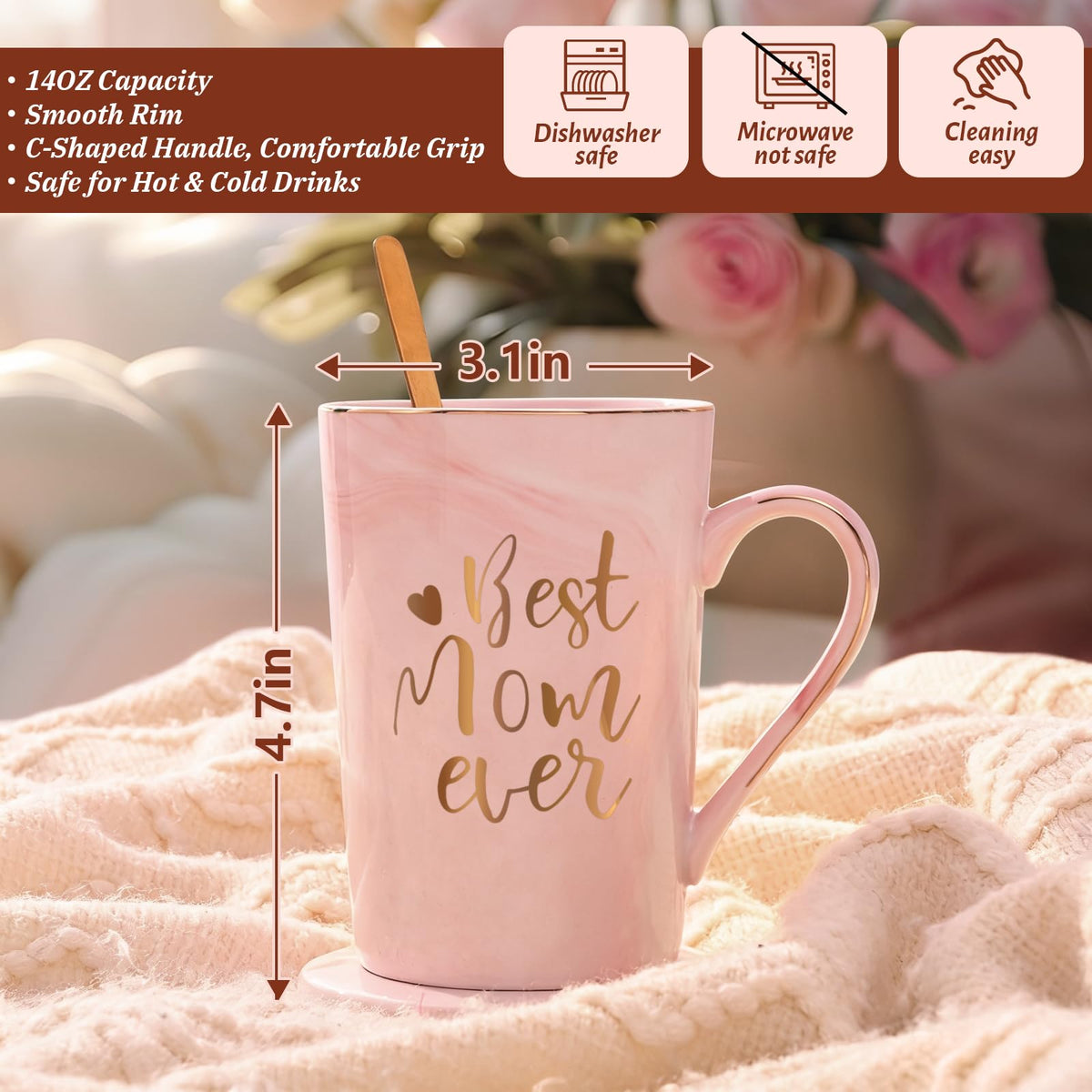 Gold pattern on YHRJWN mug; not microwave safe