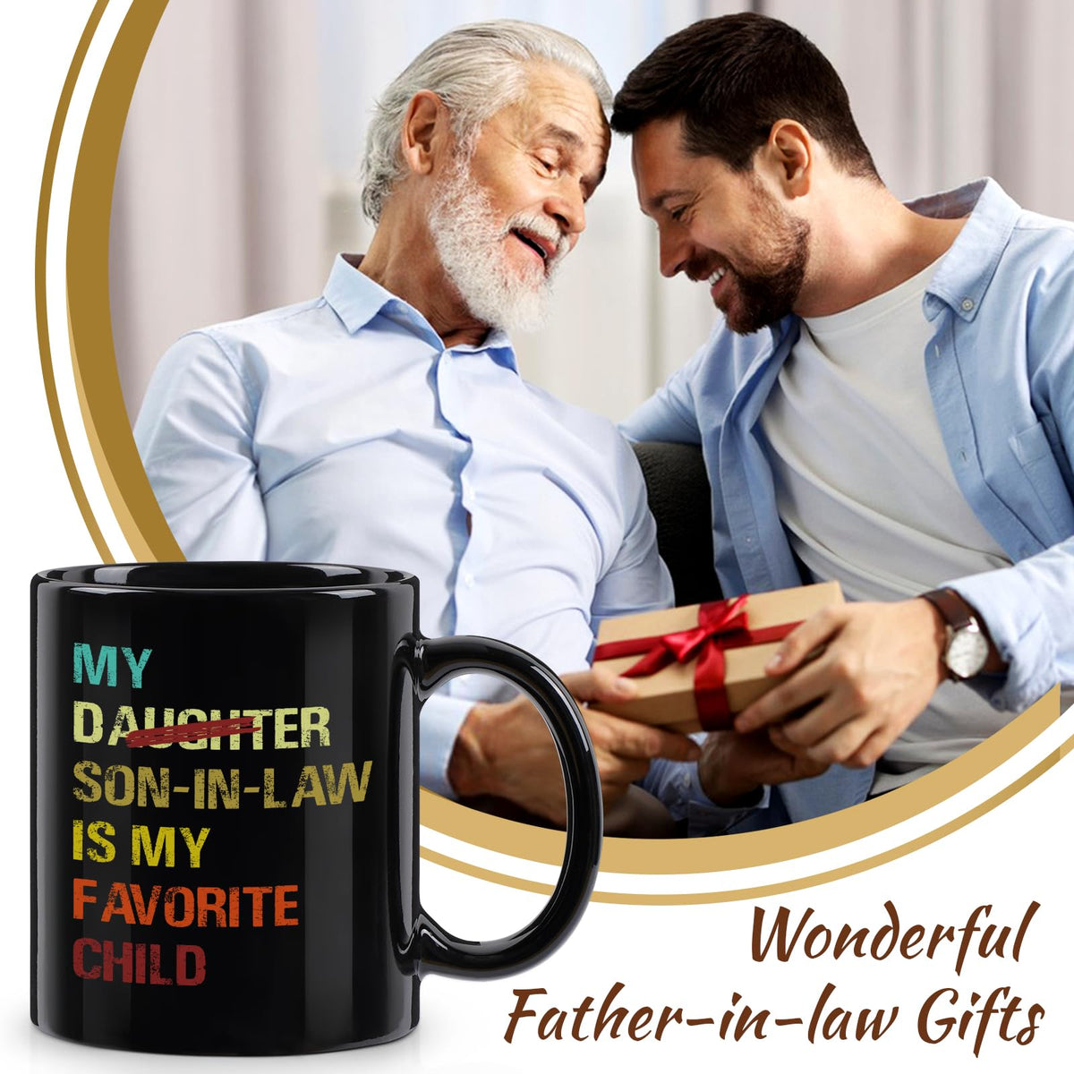 YHRJWN son-in-law mug, handle close-up, comfortable grip for daily coffee.