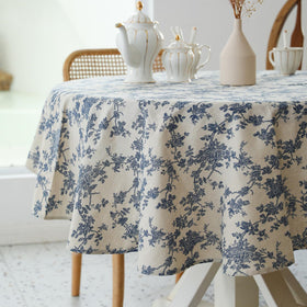 YiHomer Pastoral 60-inch round tablecloth on table for cozy gatherings
