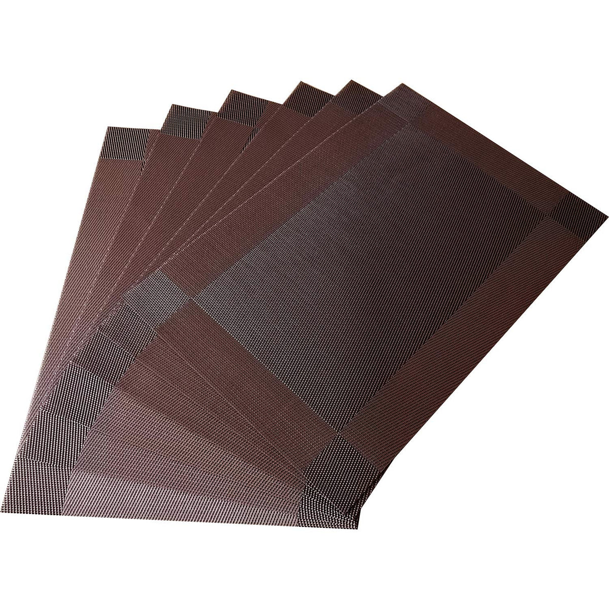 Yiaizhuo placemats show a braided grid design for secure plate placement.