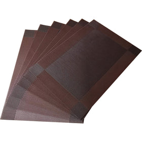 Yiaizhuo placemats show a braided grid design for secure plate placement.