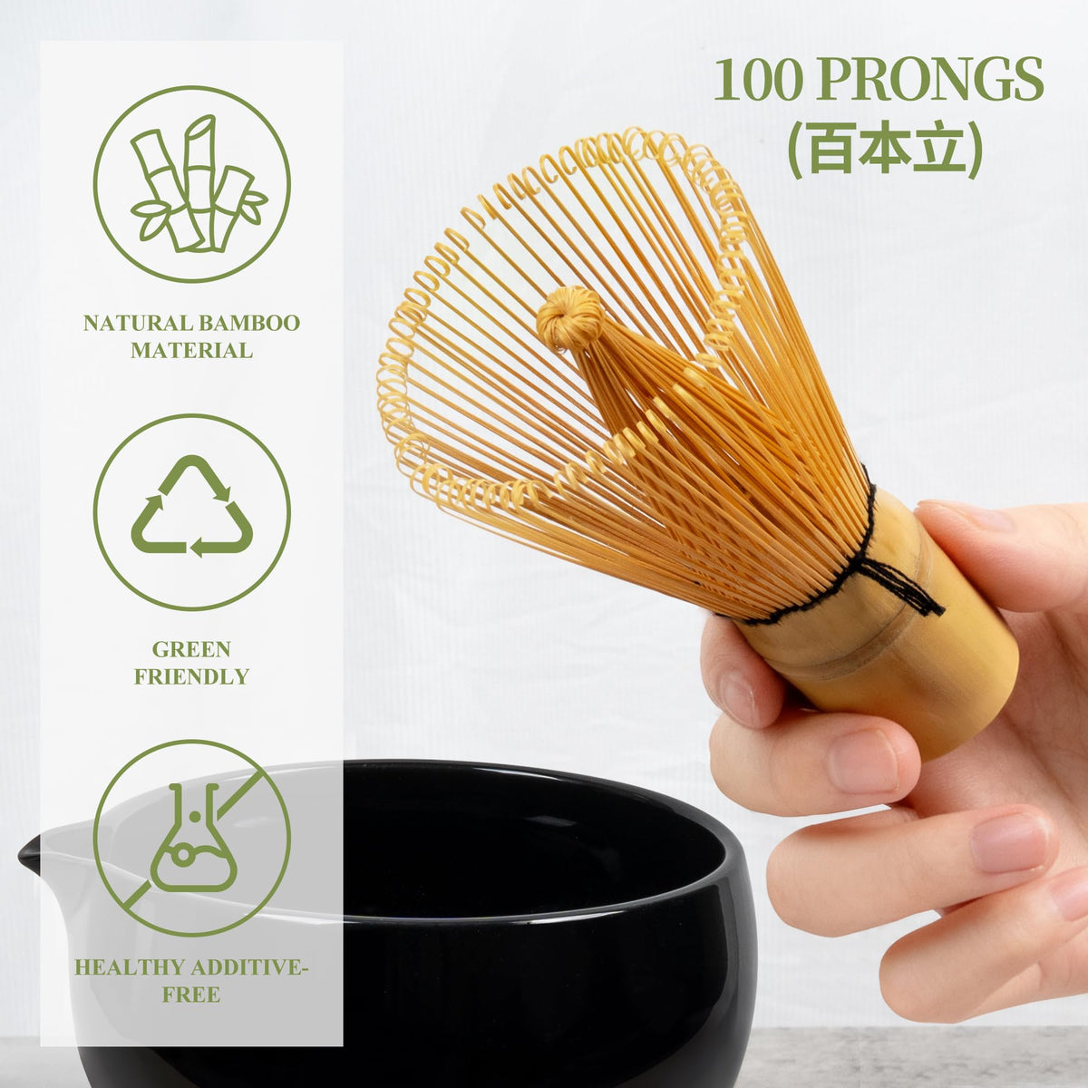 YIBO bamboo whisk close-up boosts foam and smooth flavor