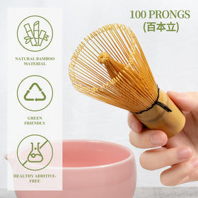 YIBO pink bamboo whisk with flexible bristles for creamy foam