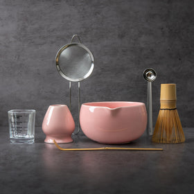 YIBO pink ceramic matcha bowl that enhances foaming for a smooth cup