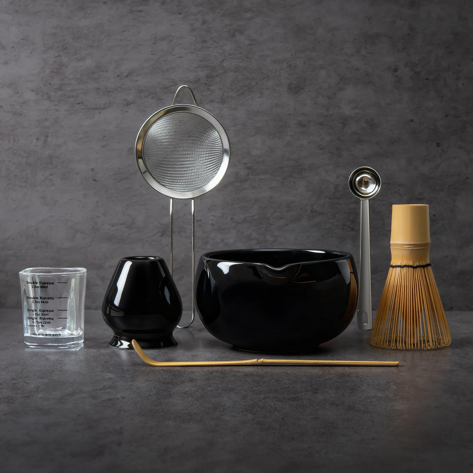 YIBO matcha bowl with spout for clean, controlled pours