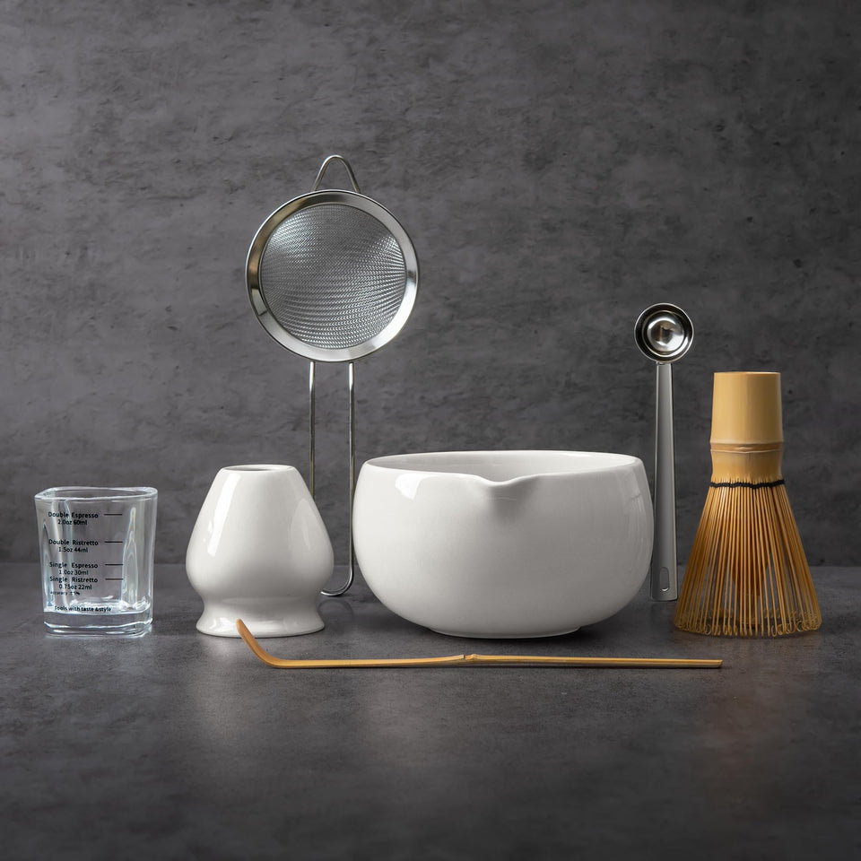 YIBO white matcha bowl for smooth, foamy sips