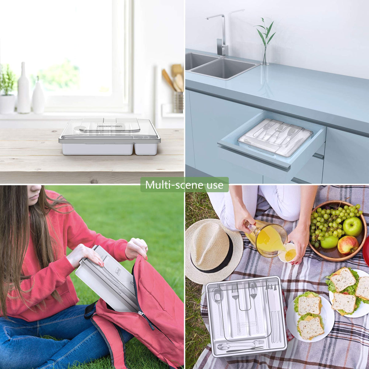 YICOCHI portable silverware tray perfect for picnics and camping trips.