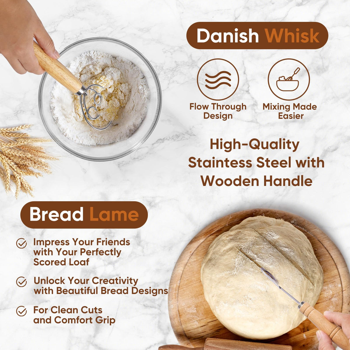 Yiczc wooden gift bundle showcases elegant presentation for artisan baking enthusiasts.
