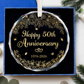 YIDAJI golden anniversary glass ornament perfect gift for parents with year-round decorative charm.