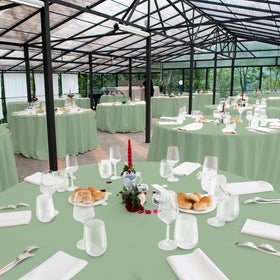 Disposable tablecloth enables quick cleanup after celebrations.