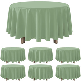 YIDAKO sage green round tablecloth 84inch provides spill protection for family gatherings.