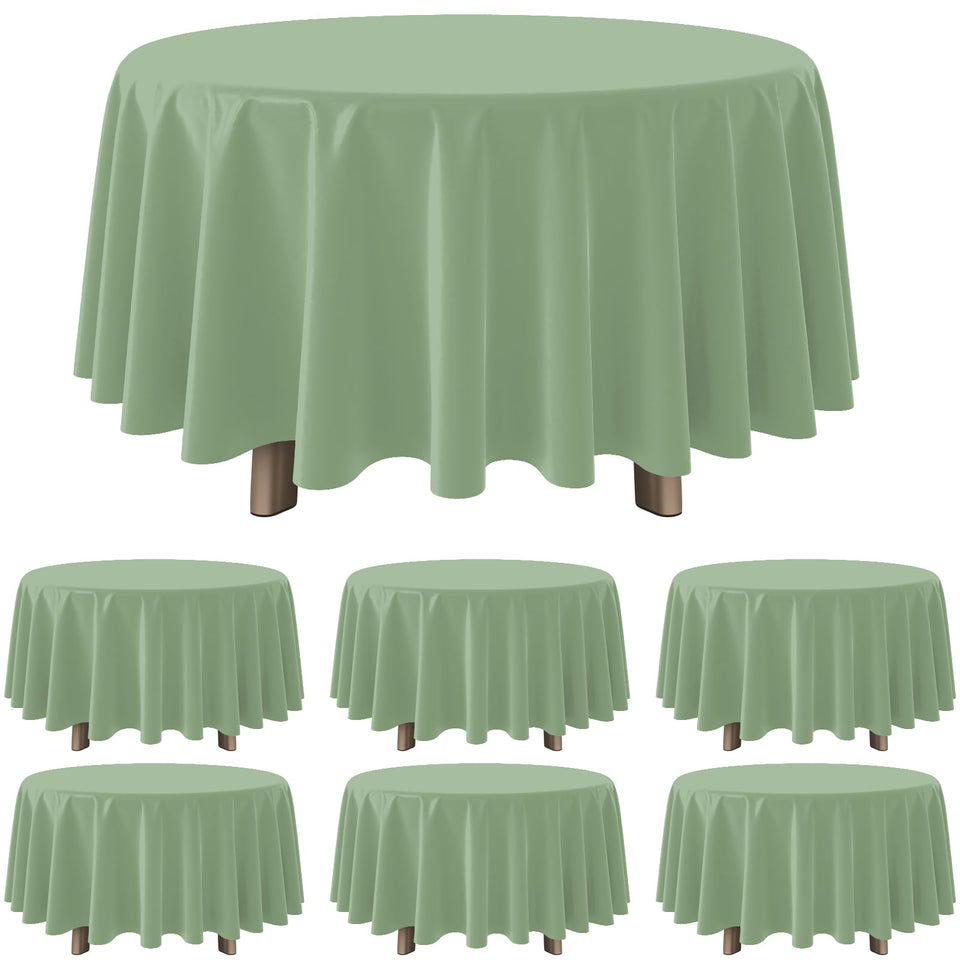 YIDAKO sage green round tablecloth 84inch provides spill protection for family gatherings.