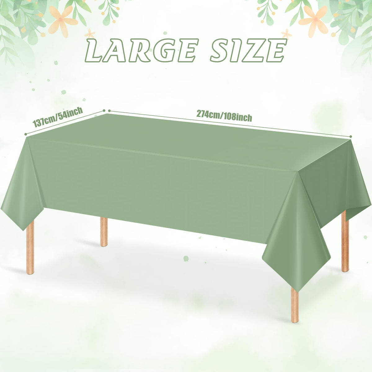 YIDAKO sage green rectangle tablecloth, waterproof and durable for outdoor use