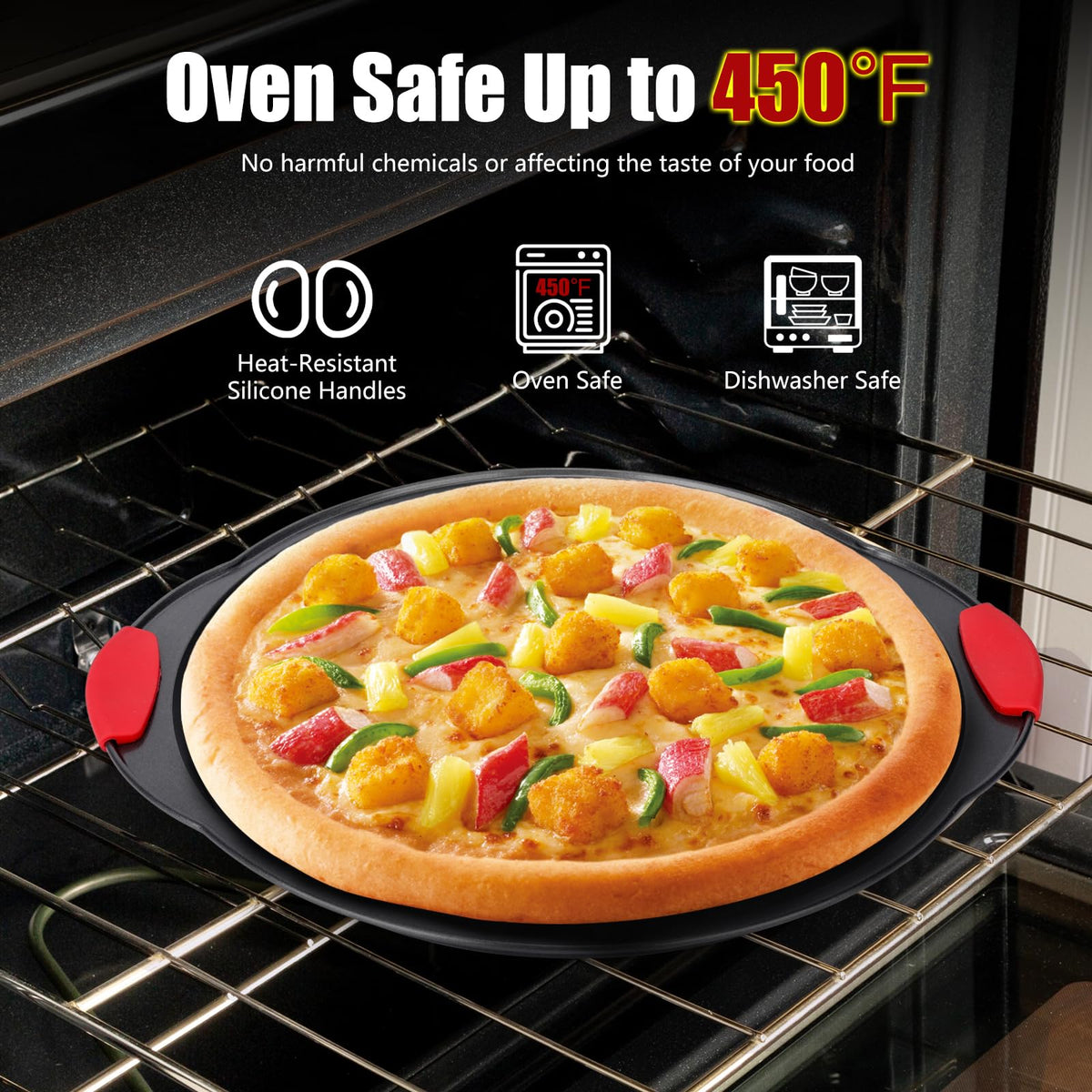 YIDAZLE pan demonstrates oven-safe and dishwasher-safe design for easy cleanup.