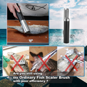 YiDeyuLL cordless fish scaler handle offers comfortable grip during long kitchen sessions.