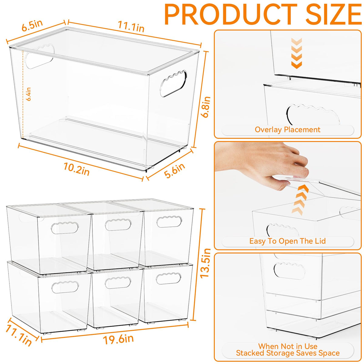 Yieach clear fridge organizer bin for quick item finding.