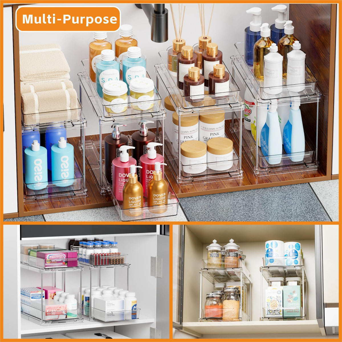 Yieach curved-handle pull-out provides safe, smooth access.