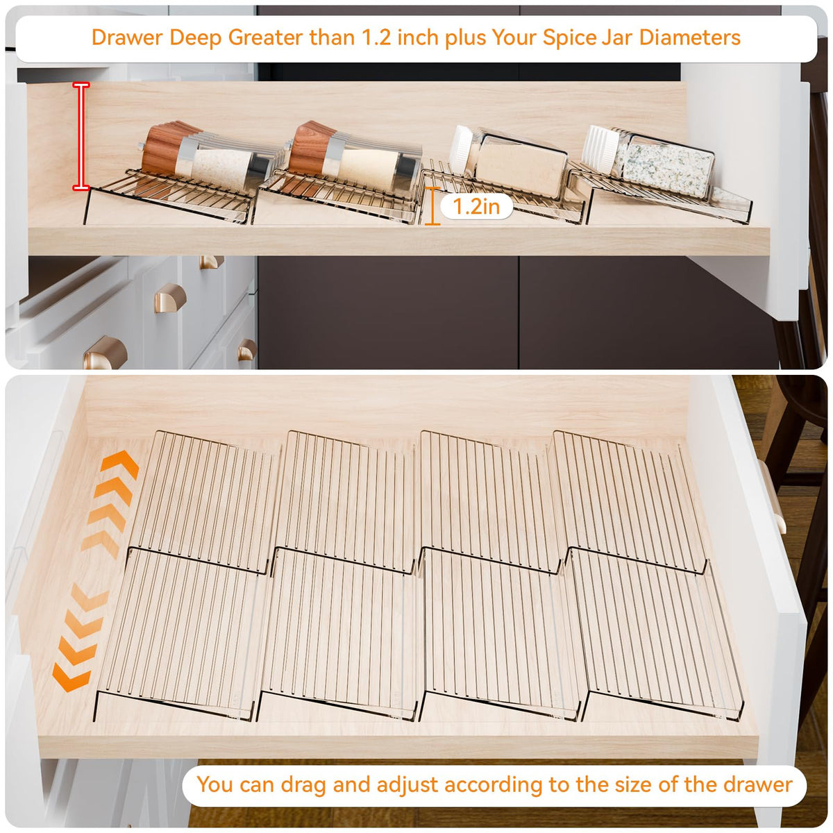 Yieach drawer spice organizer suited for cabinets or tables