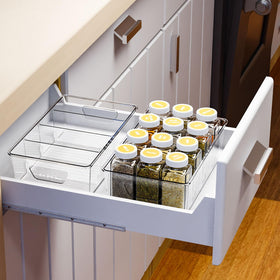 Yieach kitchen cabinet bin set optimizes space and reduces clutter.