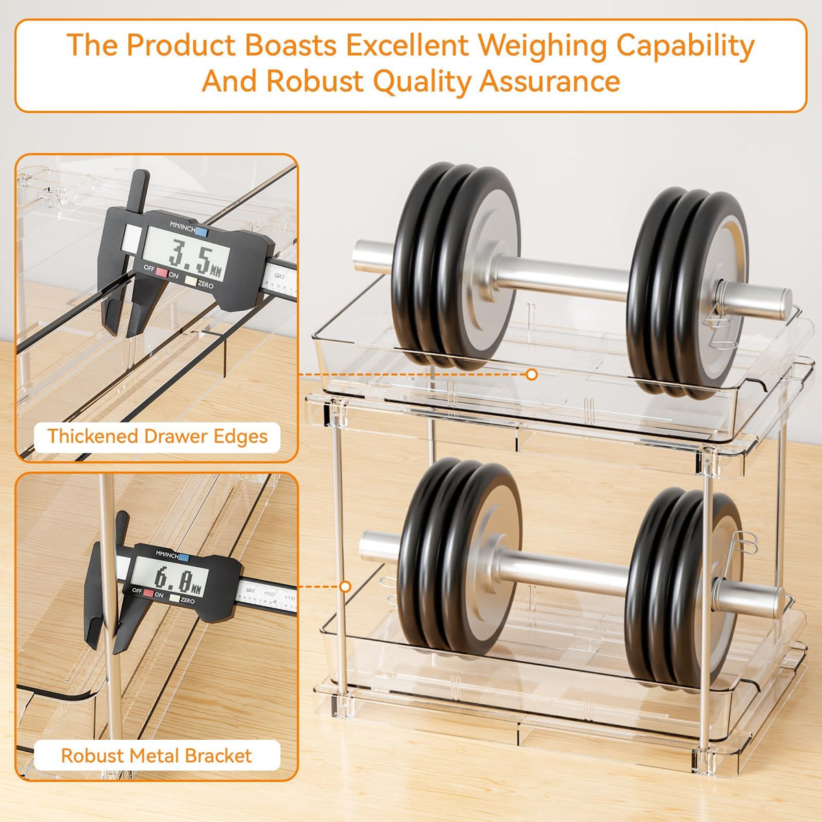 Yieach versatile storage for makeup, toiletries, and pantry items.
