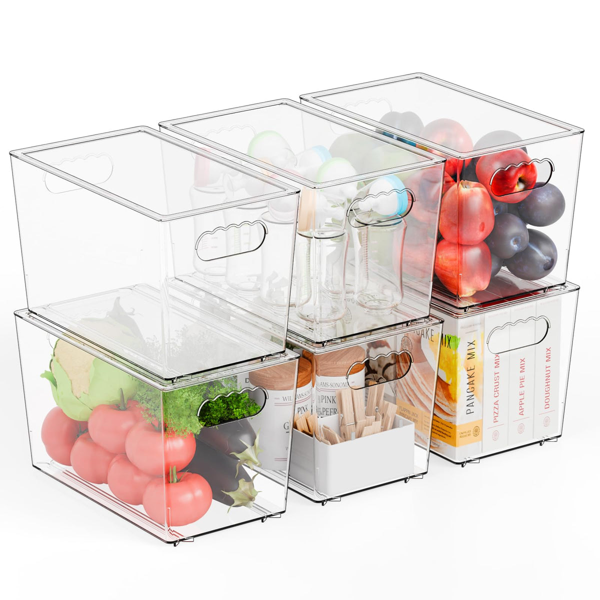 Yieach stackable clear storage bin with lids for easy organization.