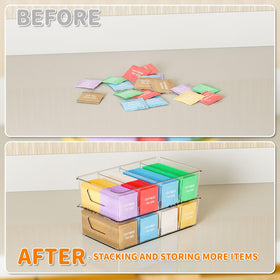 Yieach tea bag organizer with handles makes moving and restocking simple.