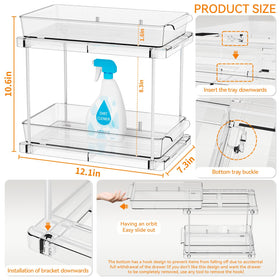 Yieach two-tier pull-out increases vertical storage efficiency.