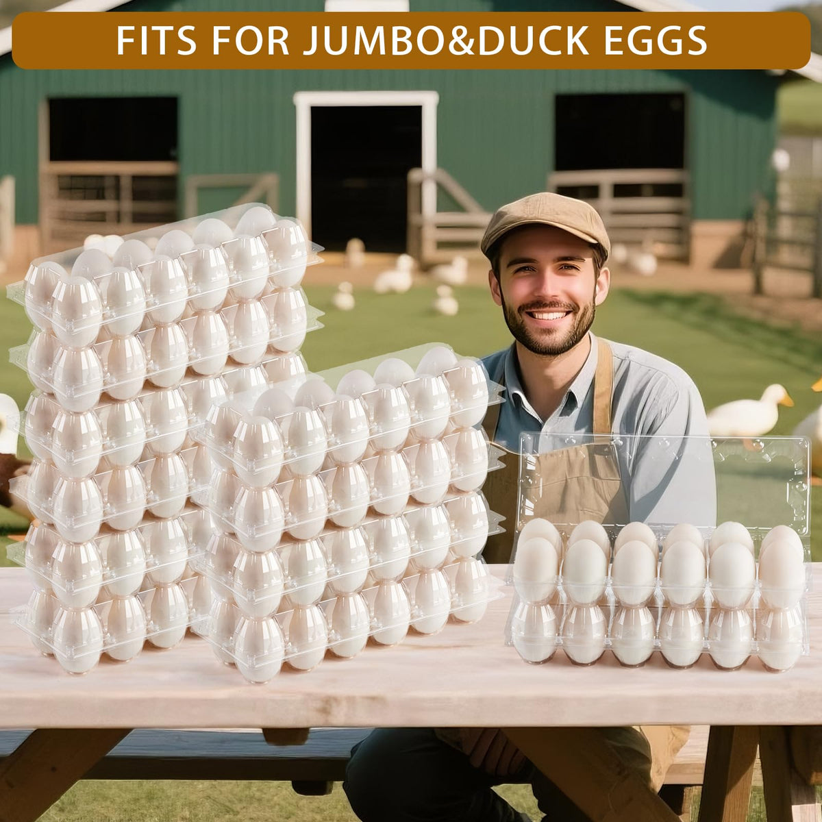 YIFIHGE carton layout holds 12 jumbo eggs for bulk capacity.