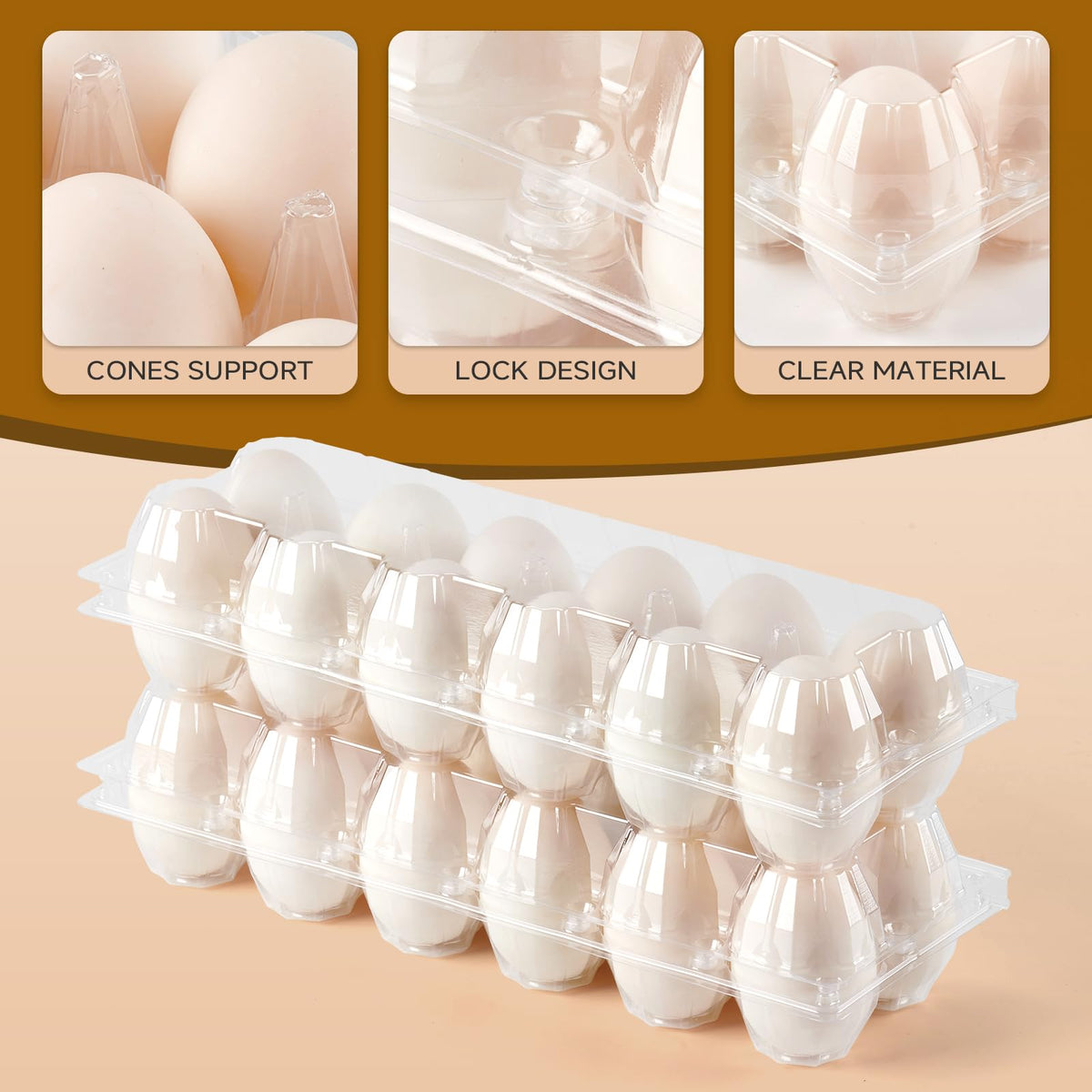 YIFIHGE stackable egg containers save fridge space and simplify organization.