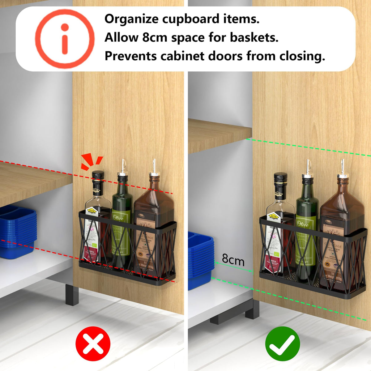 YIGII cabinet organizer for lids and small items keeps Tupperware neatly accessible.