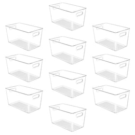 YIHONG 10-pack clear pantry bins with handles provide easy kitchen access.