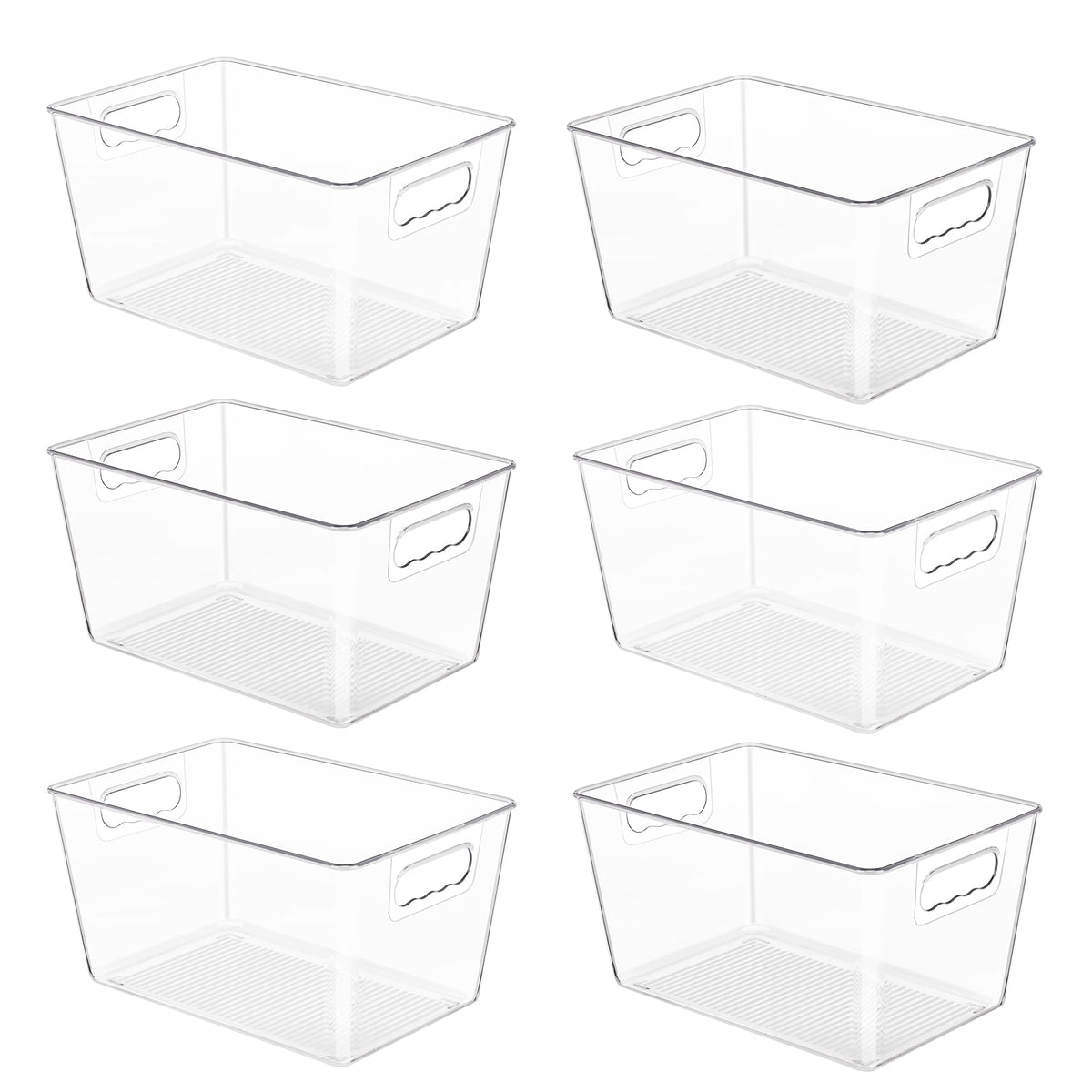 YIHONG 6-pack clear pantry bins with handles for fridge organization and quick access