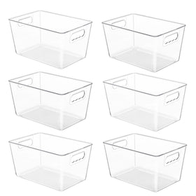 YIHONG 6-pack clear pantry bins with handles for fridge organization and quick access