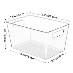Clear storage bin from YIHONG viewed in fridge for quick contents check.